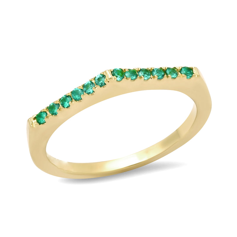 14K Yellow Stackable Pave "Point" Ring with Diamonds, Sapphires or Emeralds