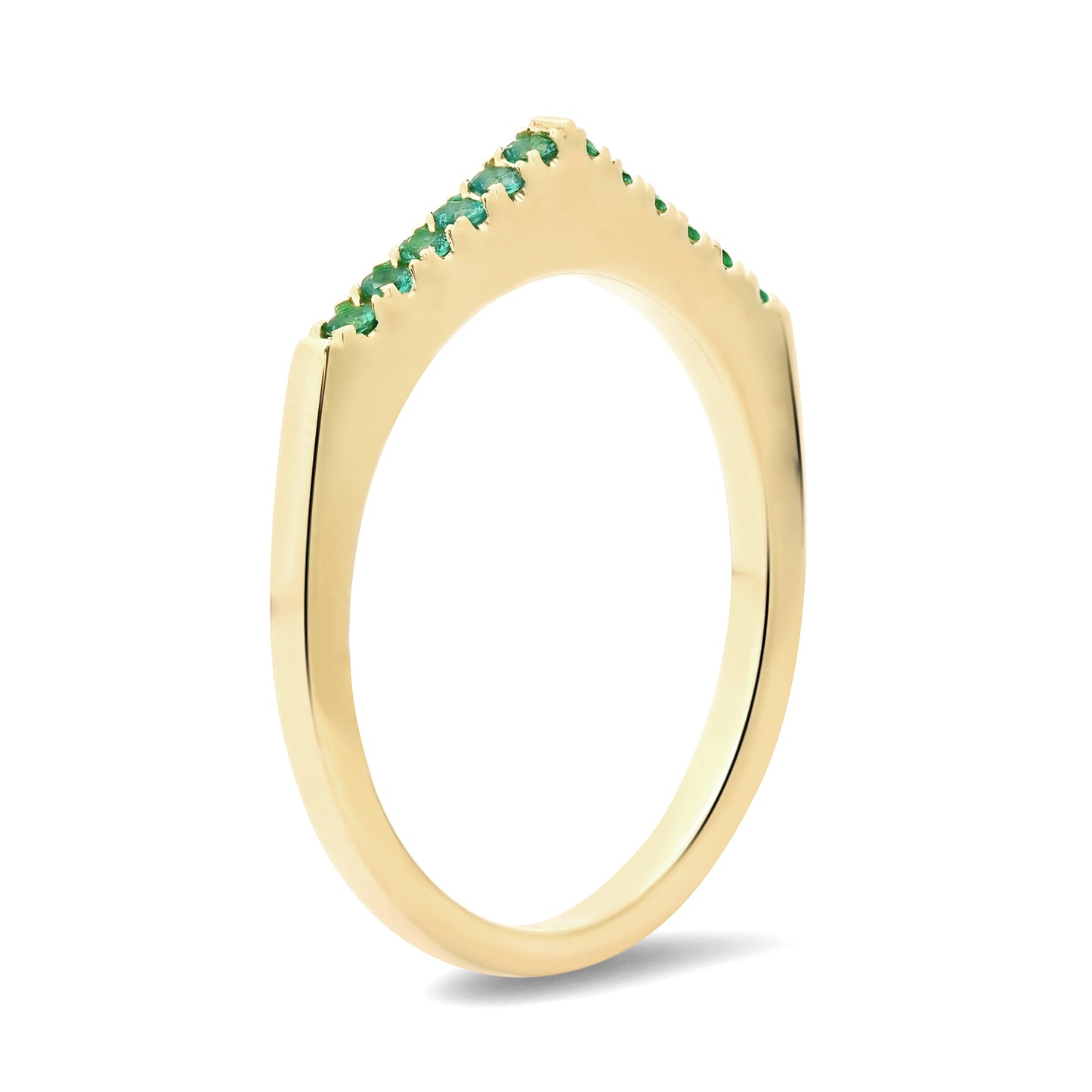 14K Yellow Stackable Pave "Point" Ring with Diamonds, Sapphires, Rubies or Emeralds