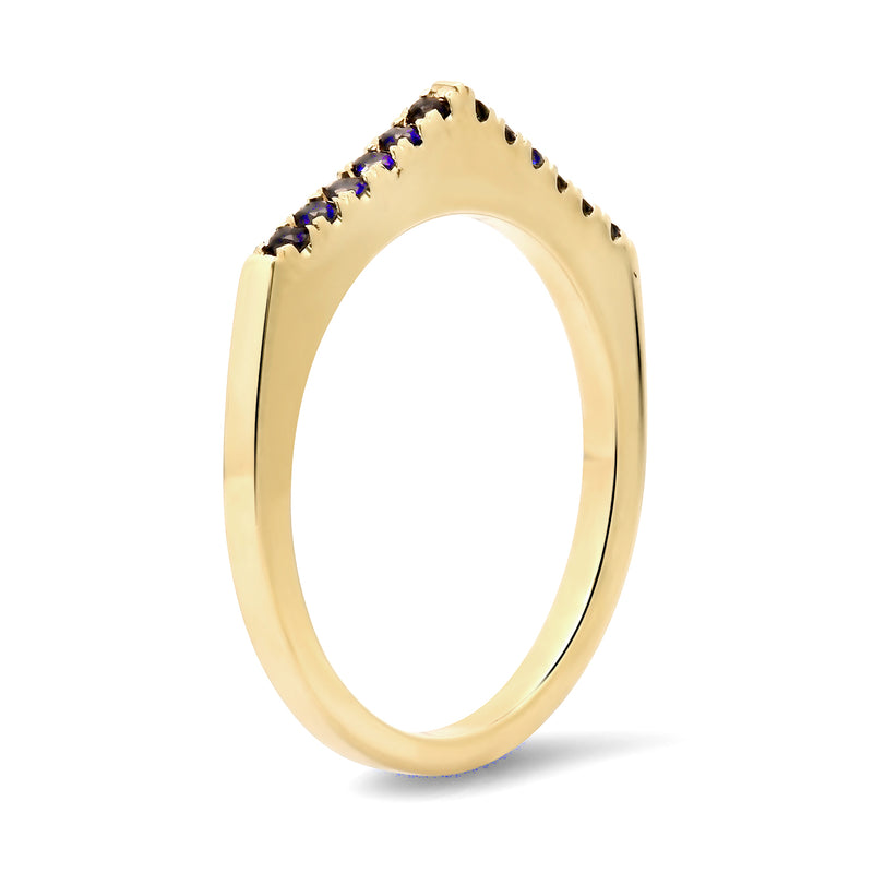 14K Yellow Stackable Pave "Point" Ring with Diamonds, Sapphires or Emeralds