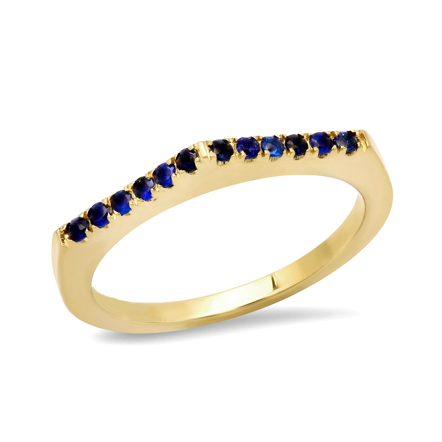 14K Yellow Stackable Pave "Point" Ring with Diamonds, Sapphires, Rubies or Emeralds