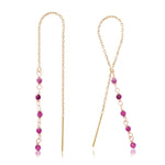 14K Yellow Gold Threader Earrings with Spinel, Pearl, Ruby or Turquoise