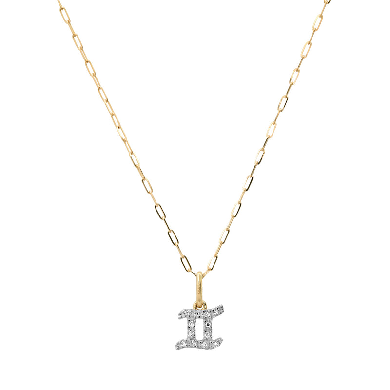 NEW! Delicate Mini Pave Diamond 14K Gold Zodiac Necklace - ONLINE ONLY!