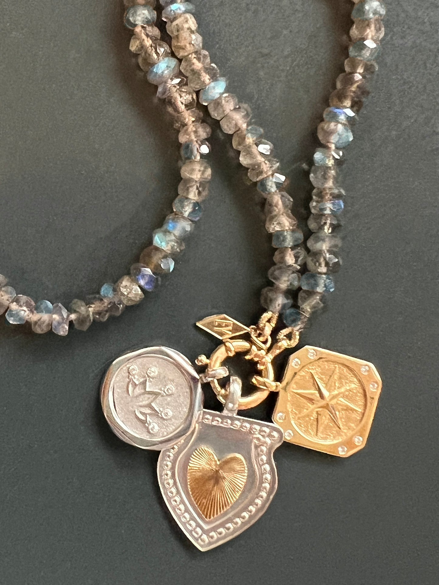 14K Gold Sailor Lock Beaded Necklace