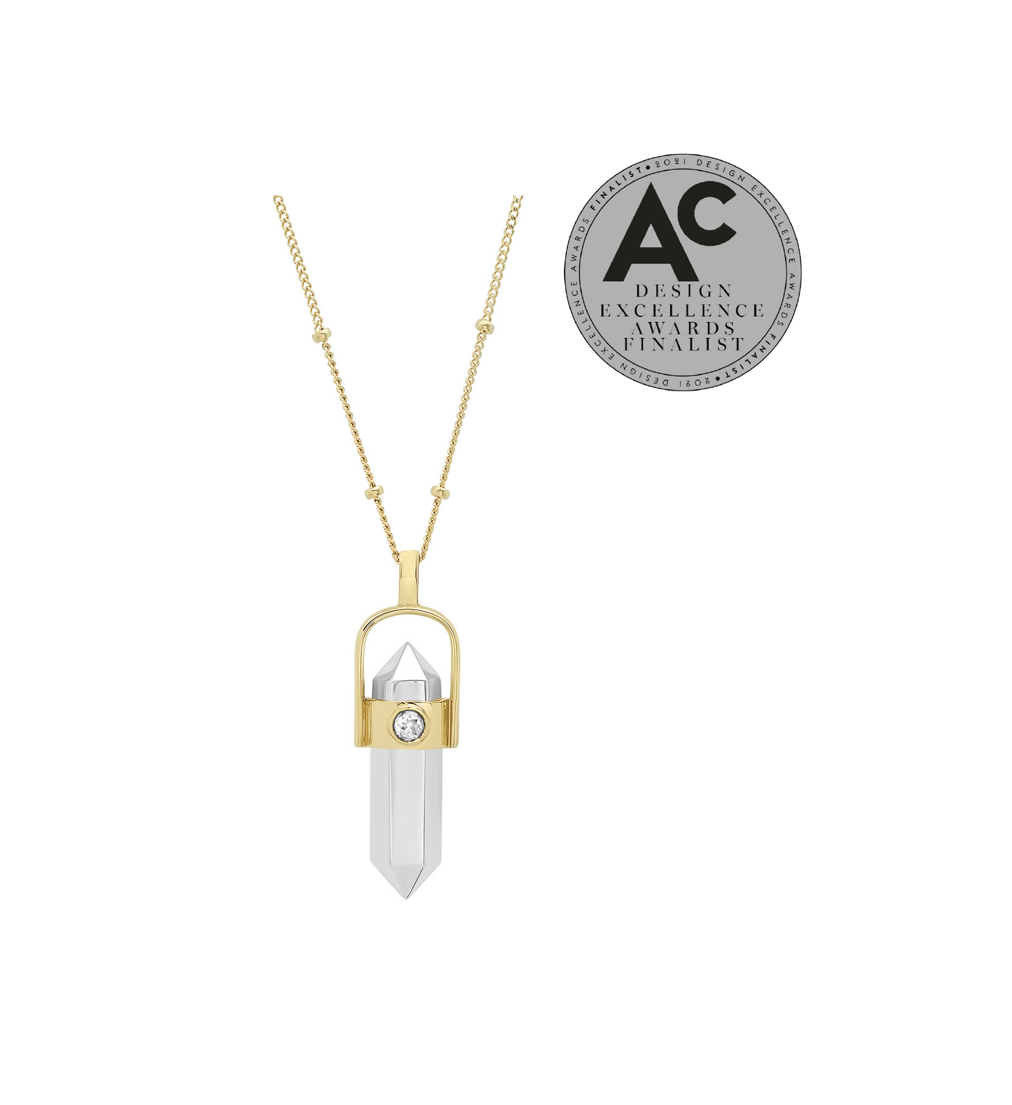 "Crystalized" Healing Pendant - Sterling Silver / 14K Gold & Diamond