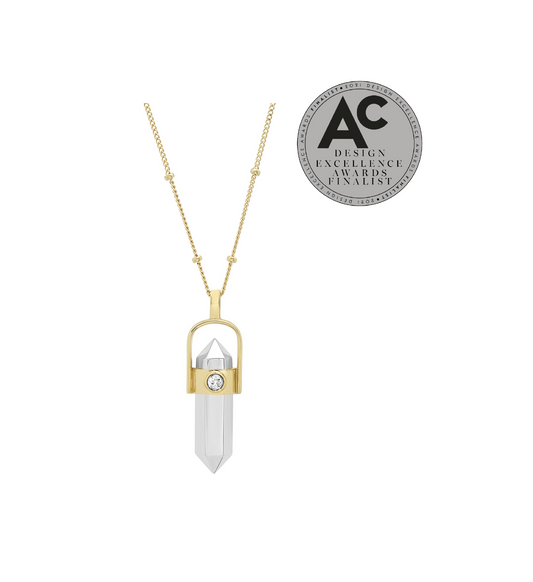 "Crystalized" Healing Pendant - Sterling Silver / 14K Gold & Diamond