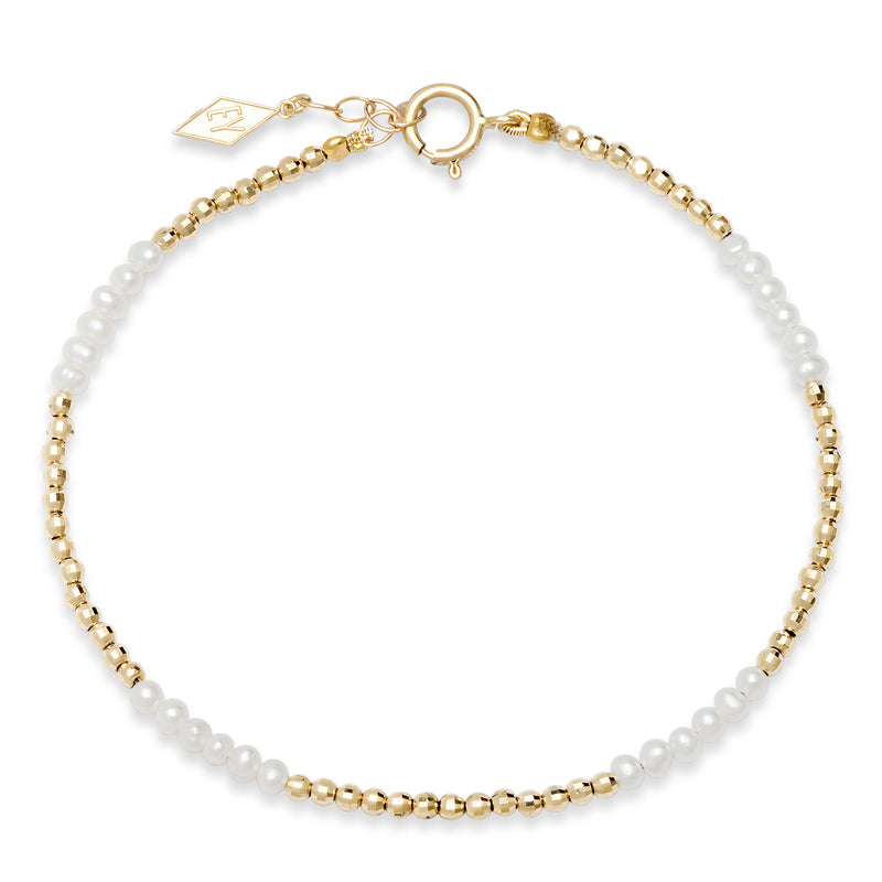 The "Glimmer Pearl Bracelet" with 14k Faceted Yellow Gold Beads and Freshwater Pearls