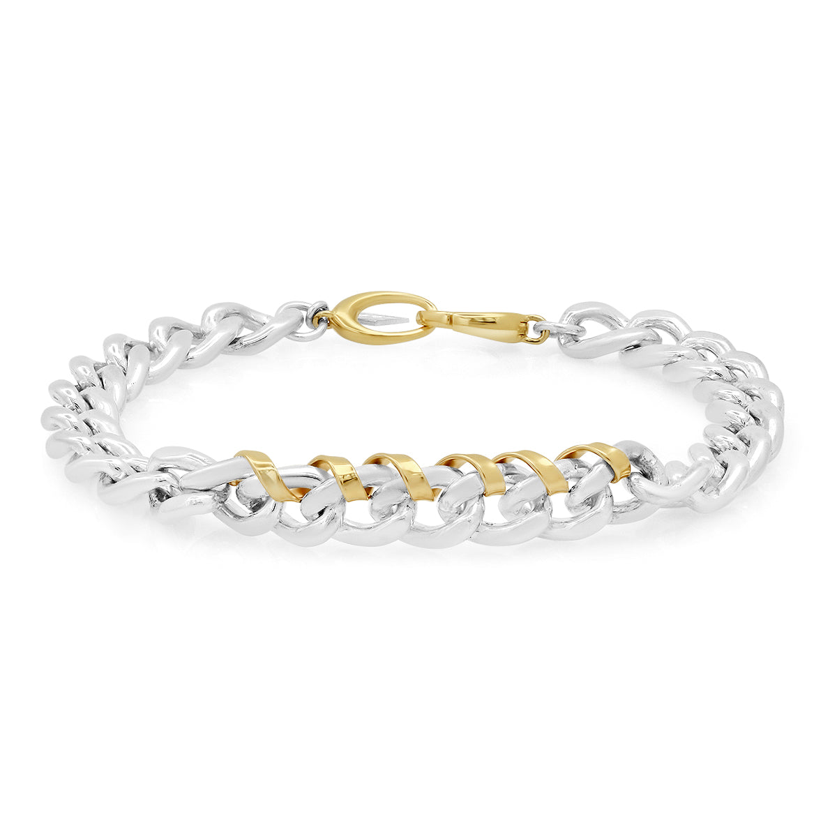 Sterling Silver "Heavy Metal" Wrap-Me-Up Chain Bracelet with two part 14K Gold Lobster Clasp