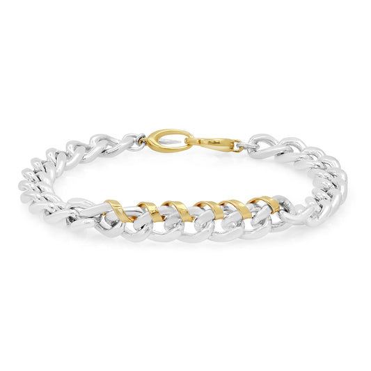 Sterling Silver "Heavy Metal" Wrap-Me-Up Chain Bracelet with two part 14K Gold Lobster Clasp