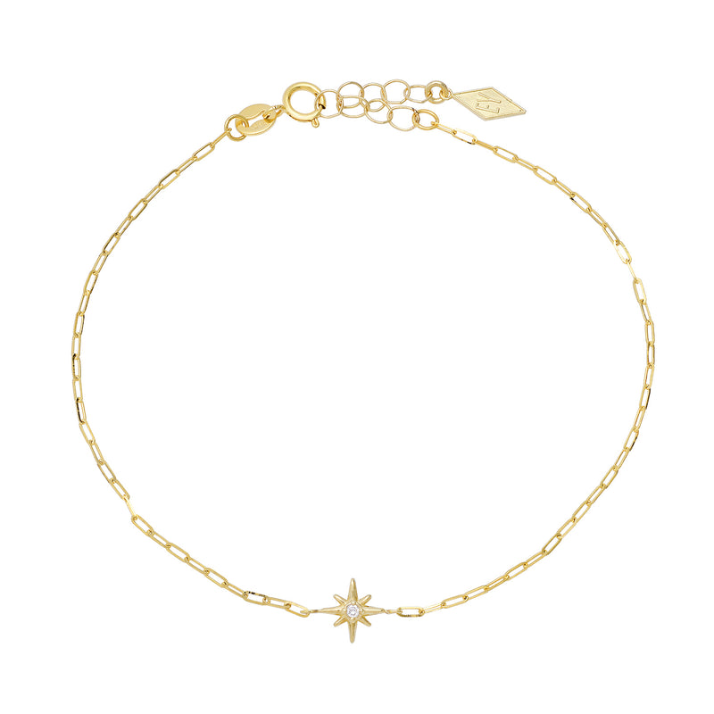 "Celestial" 14K Gold Mini North Star Bracelet with Diamond