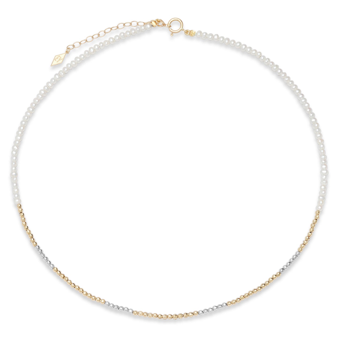 The "Glimmer Choker" with 14k Faceted Gold Beads & Pearl Necklace