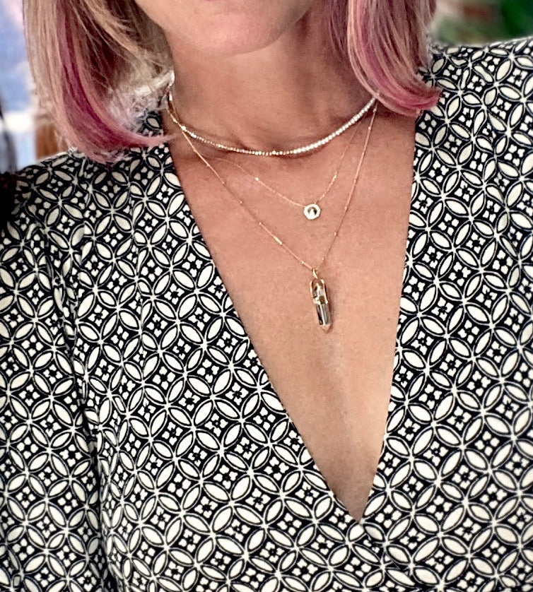 The "Glimmer Choker" with 14k Faceted Gold Beads & Pearl Necklace