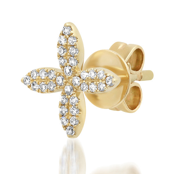 14K and Diamond Petal SINGLE Stud Earring