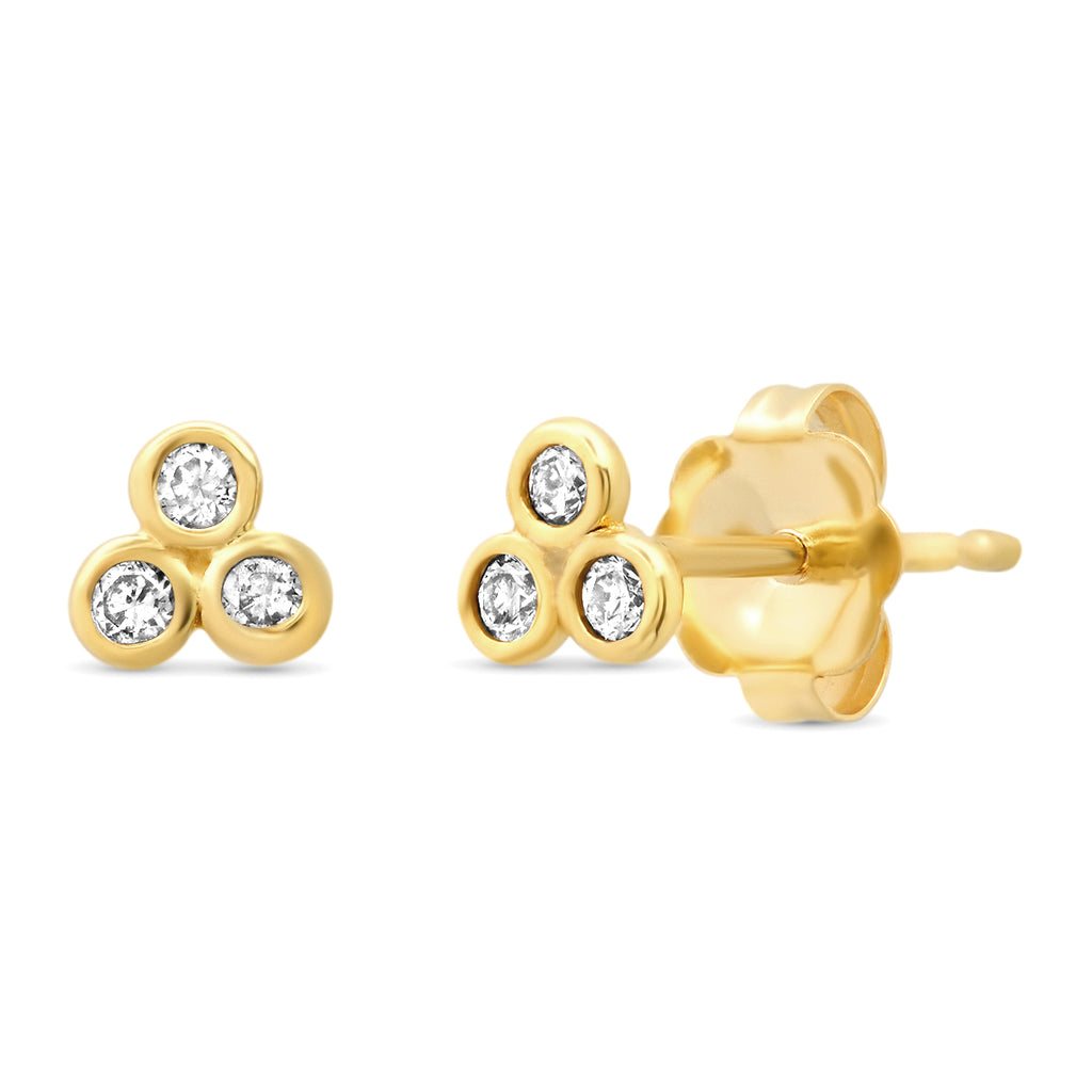 14K Yellow + White Gold Pyramid Studs with Diamonds – Elliot Young