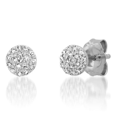 14K Yellow or White Gold Pave Diamond Disc Studs