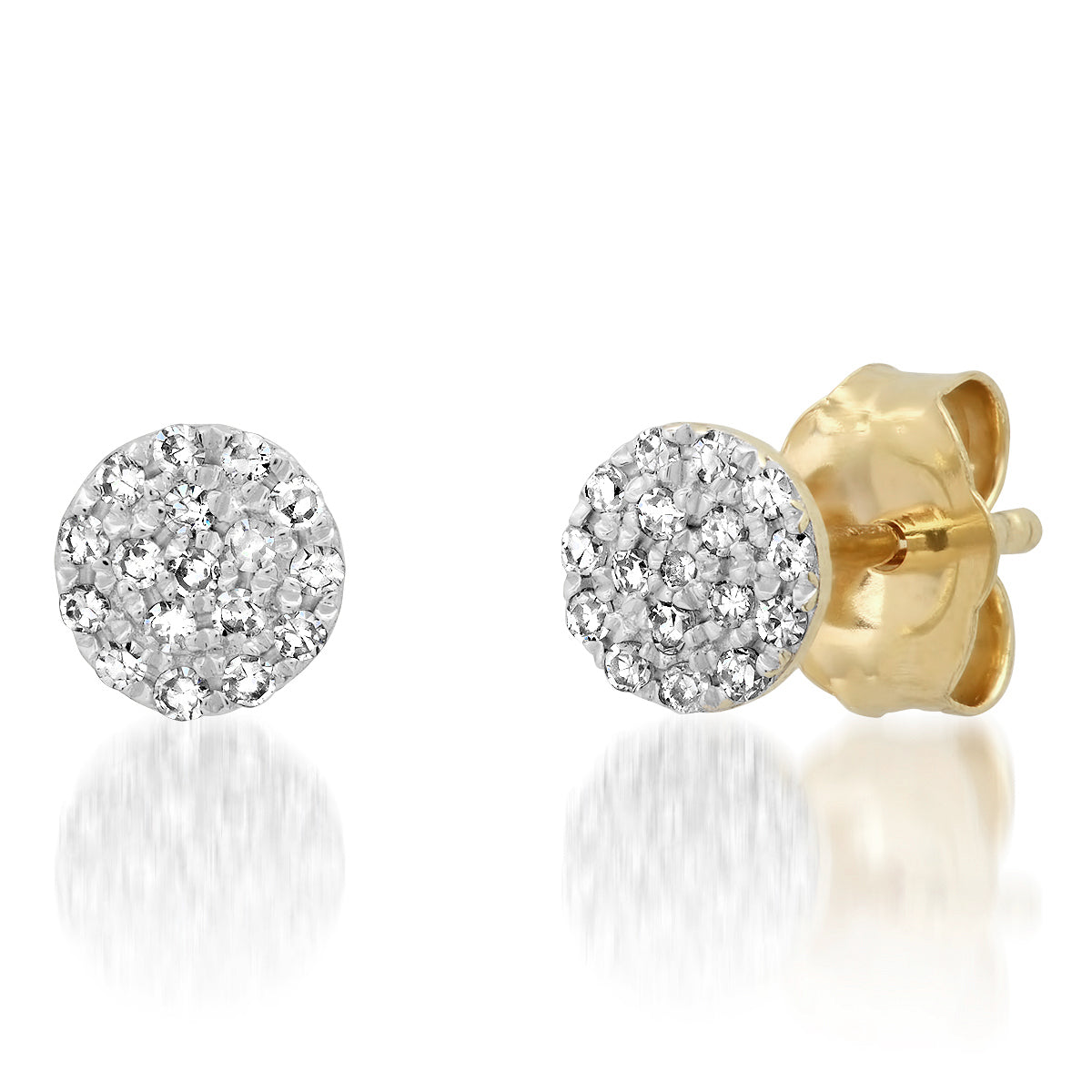 14K Yellow or White Gold Pave Diamond Disc Studs