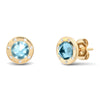 Blue Topaz "Pyramid" Studs with 14K Yellow Gold and Diamonds
