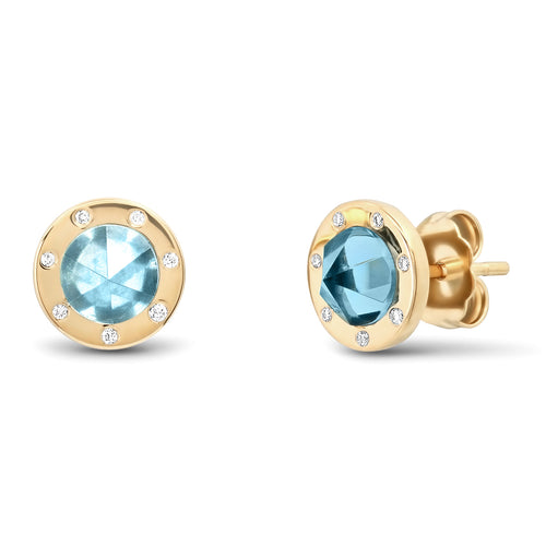 14K Yellow + White Gold Pyramid Studs with Diamonds – Elliot Young
