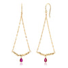 "Chandelier" Earrings with 14K Gold beads and a Teardrop Ruby