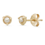 "Claw" 14K Gold 3 Pronged Stud Earrings with Freshwater Pearls
