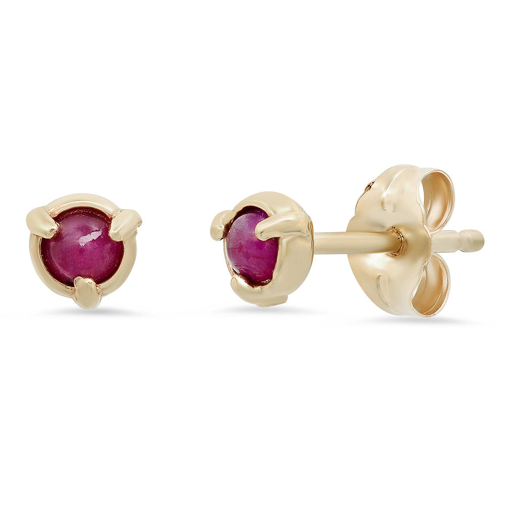 "Claw" 14K Gold 3 Pronged Stud Earrings with Rubies