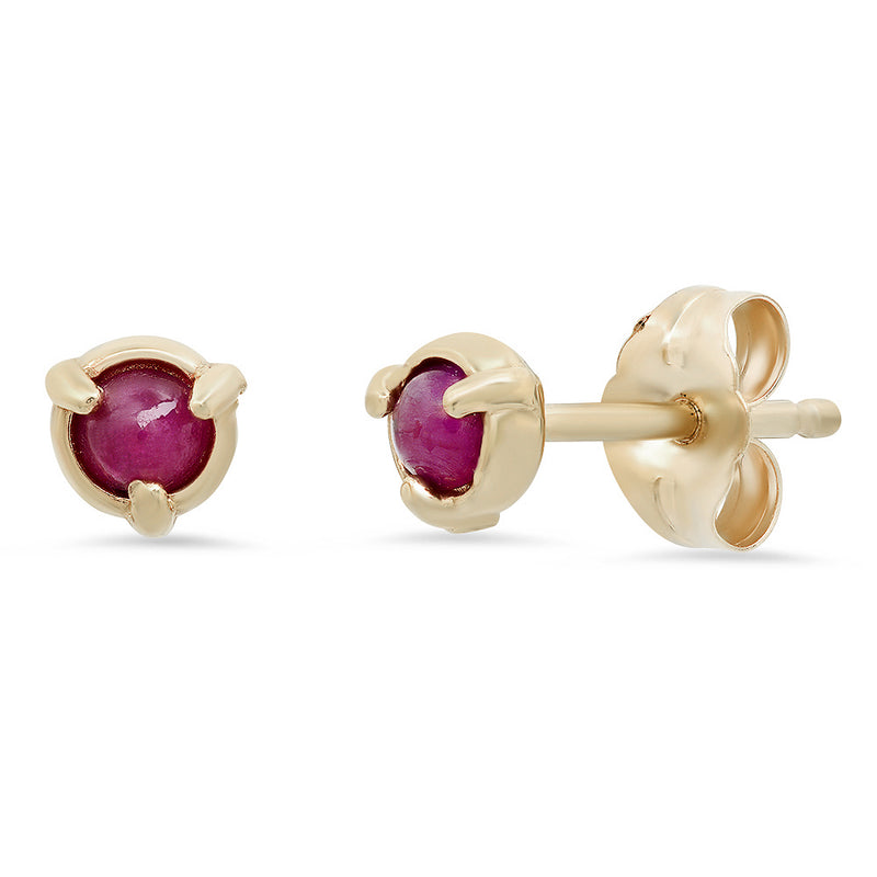 "Claw" 14K Gold 3 Pronged Stud Earrings with Rubies, Sapphires or Emeralds