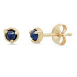 "Claw" 14K Gold 3 Pronged Stud Earrings with Rubies, Sapphires or Emeralds