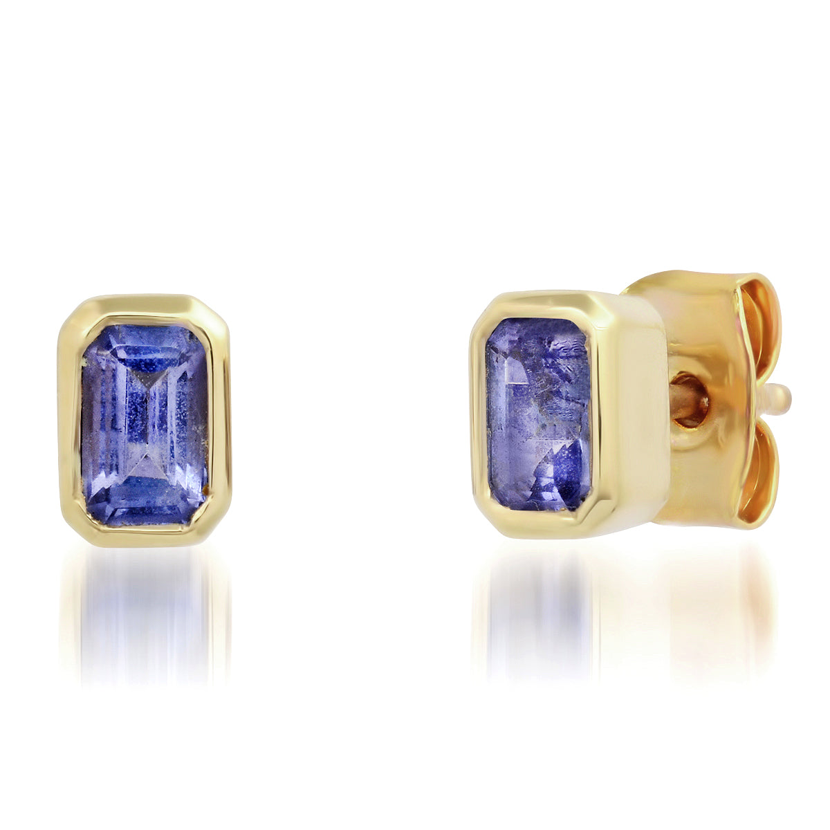 Edge Gemstone STUD Earrings: Tanzanite