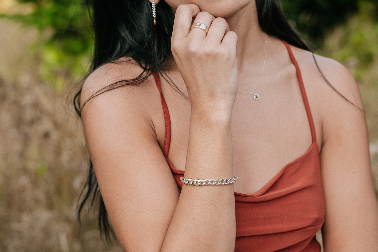 Sterling Silver "Heavy Metal" Wrap-Me-Up Chain Bracelet with two part 14K Gold Lobster Clasp