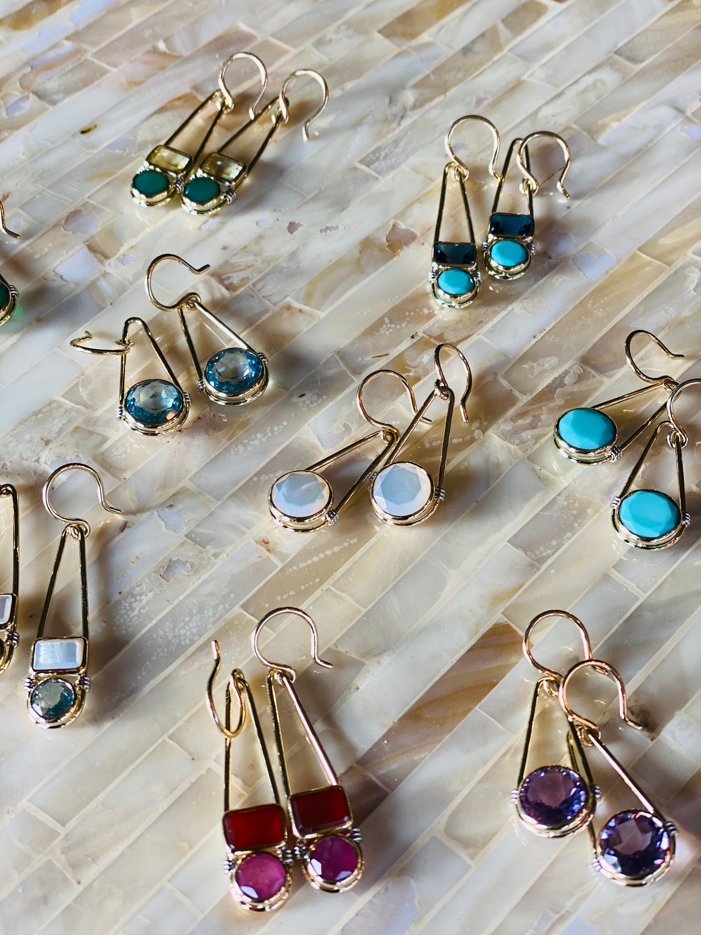"Candy Rush" Double Gemstone Linear Earring