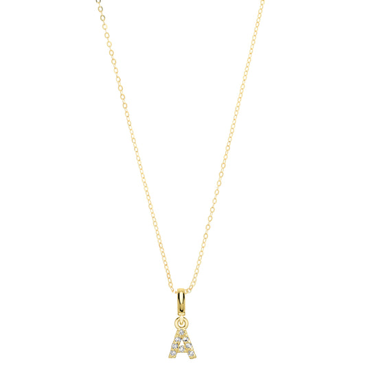 Pave Diamond 14K Gold Mini Initials