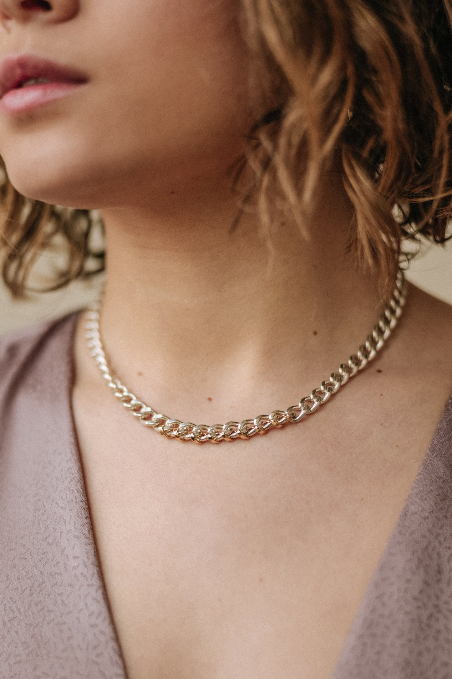 Two-Tone Heavy Metal Link Chain - Sterling Silver & 14K Gold
