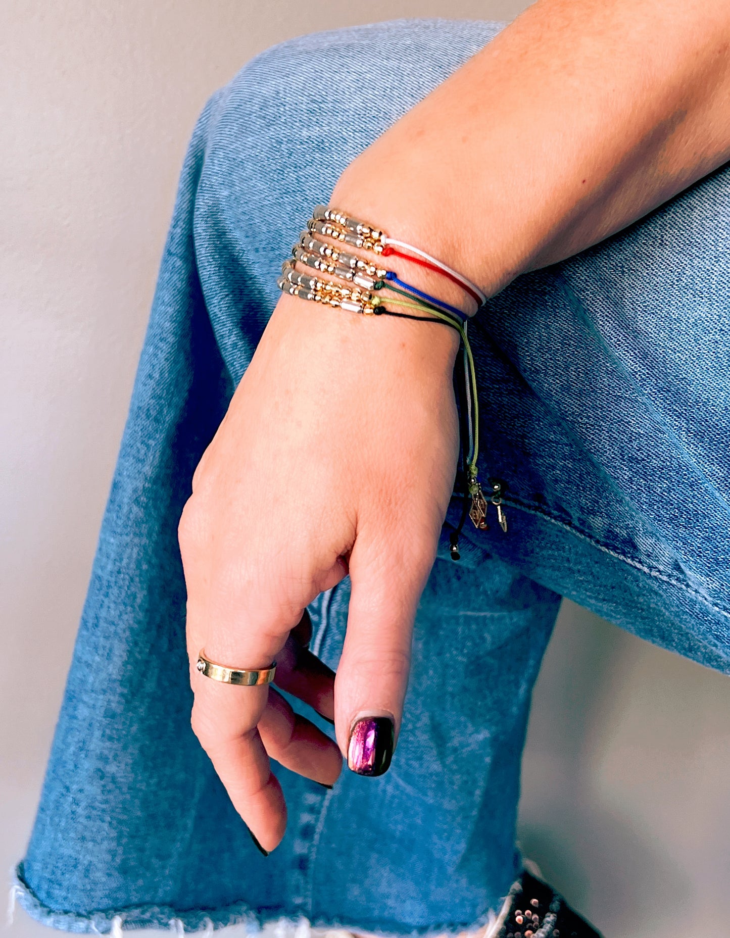 Morse Code Corded Bracelet 14K + Sterling: F Cancer