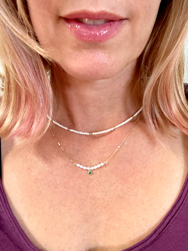 The "Glimmer Choker" with Pearls and Scattered 14K Gold Sparkle Beads