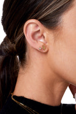 14K and Diamond Leaf Stud Earrings