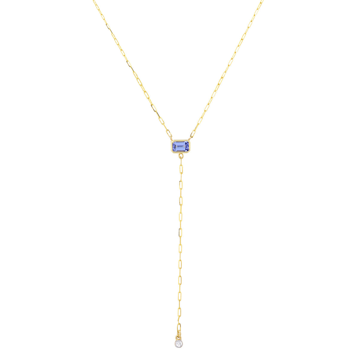 KNIFE EDGE Gemstone Necklace: Y Neck Drop with Tanzanite