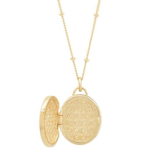 "Love Locket" Oval Pendant - 14K Gold and Diamonds