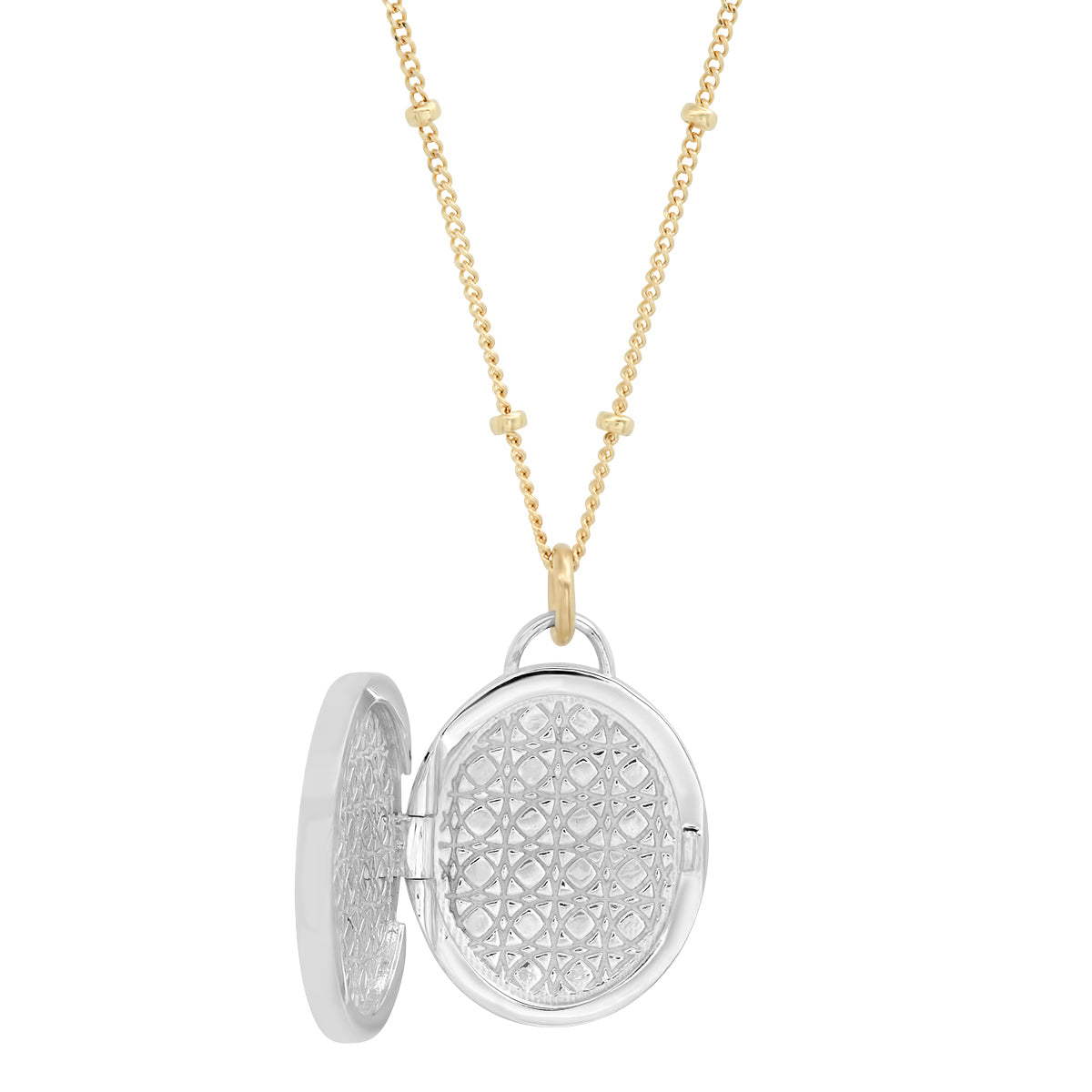 "Love Locket" Oval Pendant - Sterling Silver/ 14K gold & Diamonds