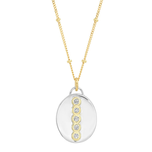 "Love Locket" Oval Pendant - Sterling Silver/ 14K gold & Diamonds