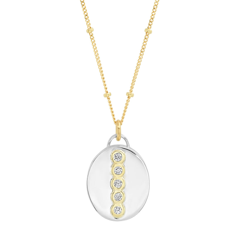 Sterling Silver + 14K Gold Oval "Love Locket" with Diamonds