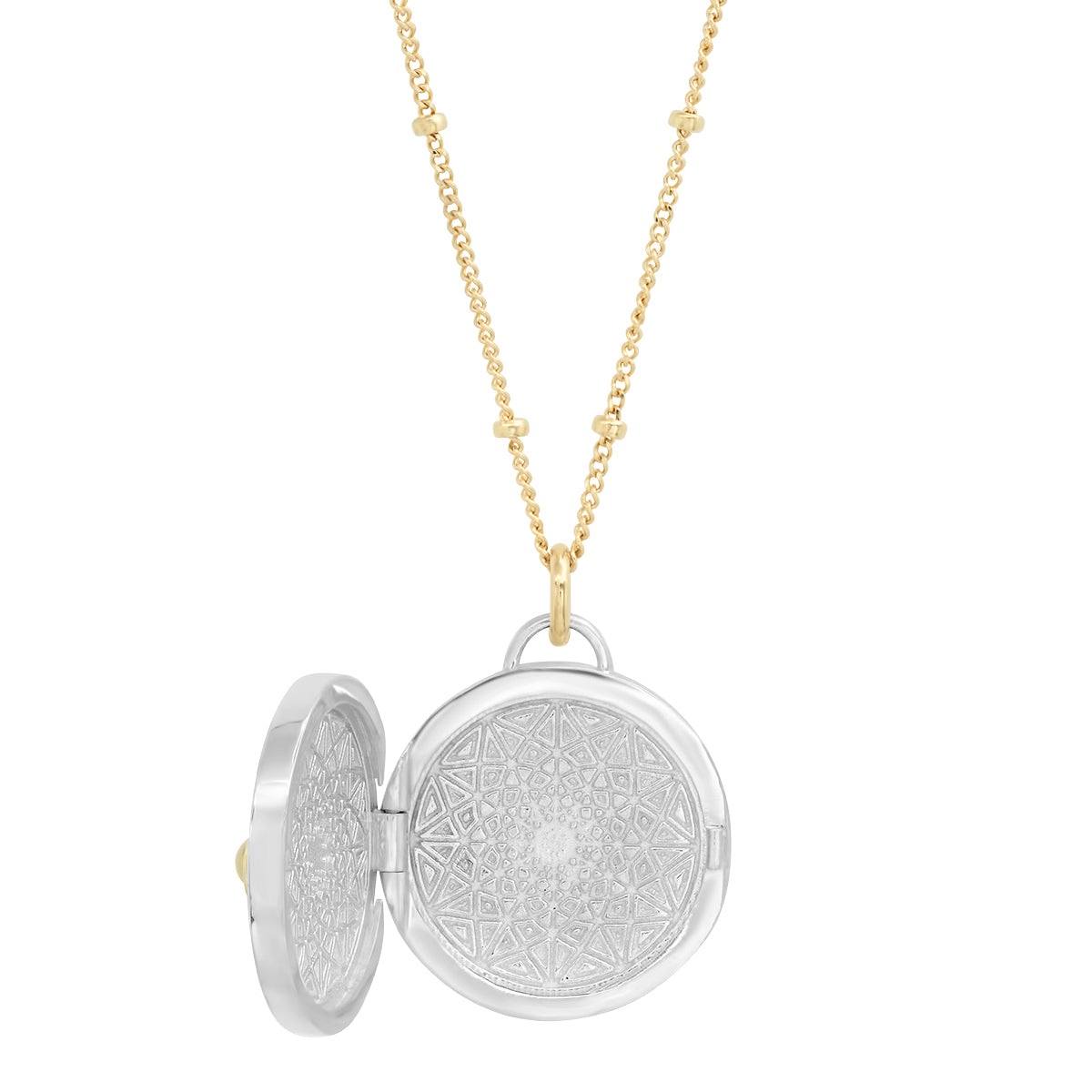 "Love Locket" Pendant - Sterling Silver/ 14K Gold & Opals