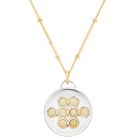 "Love Locket" Pendant - Sterling Silver/ 14K Gold & Opals