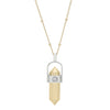 14K Yellow and White Gold Vertical "Crystallized" Metal pendant with Natural Rose Cut Diamond