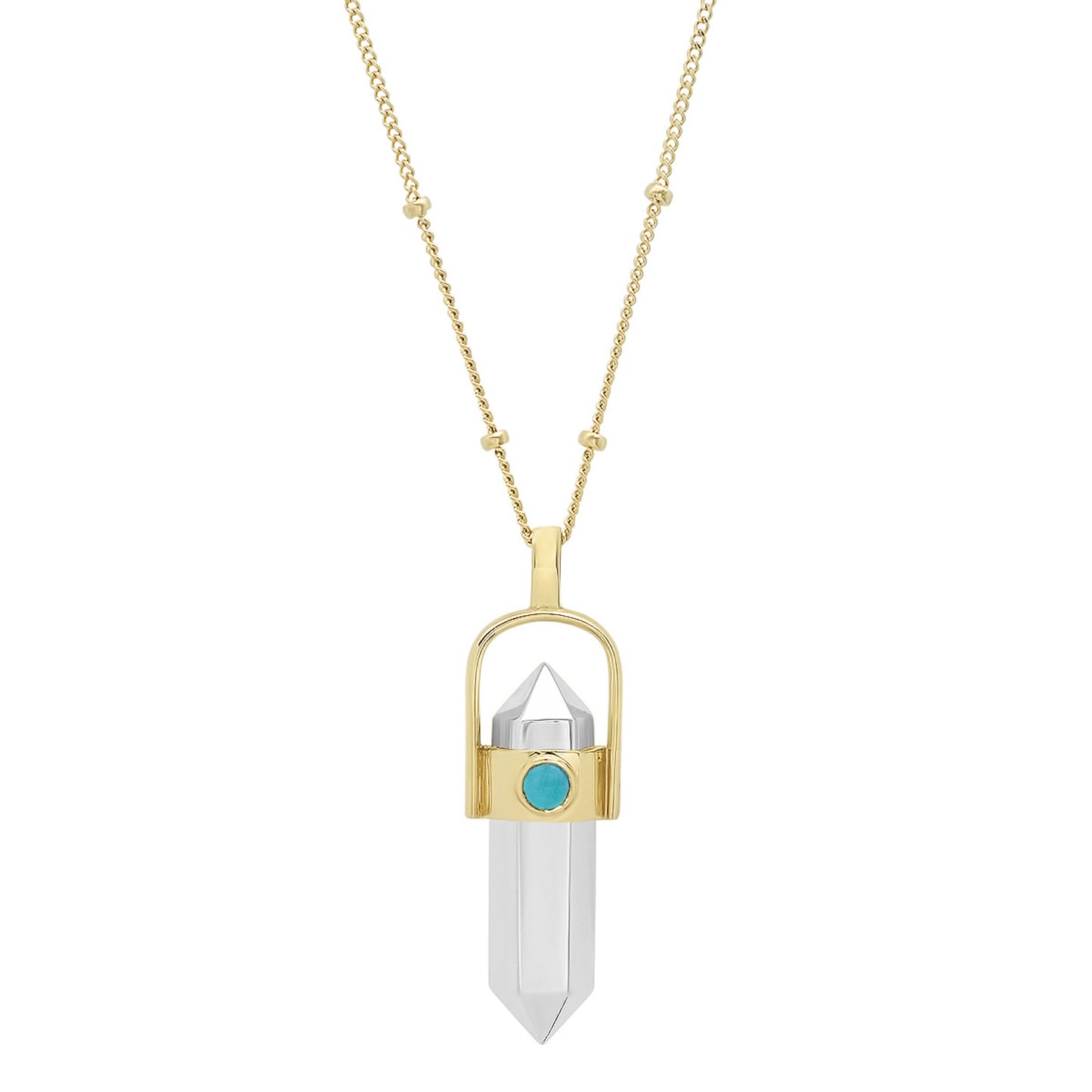 "Crystalized" Healing Pendant - Sterling Silver / 14K Gold & Diamond