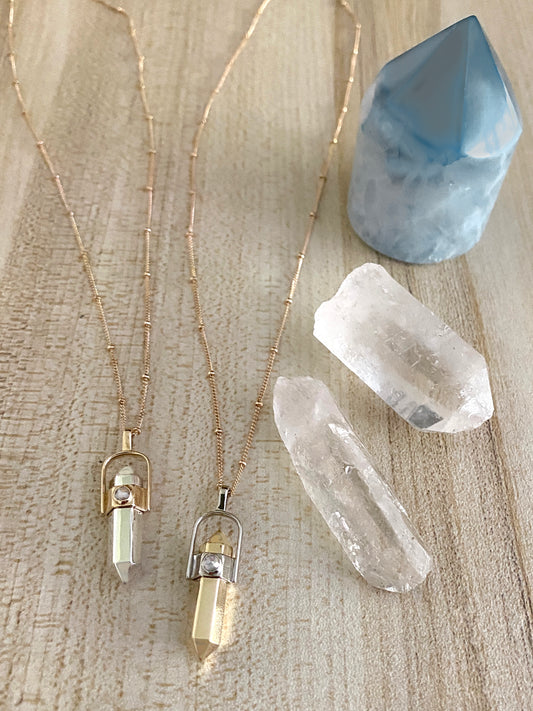 "Crystalized" Healing Pendant - 14K YG / WG / & Diamond