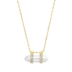 14K Gold and Sterling Horizontal  "Crystallized" Metal pendant with Pave Diamonds