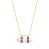14K Gold and Sterling Horizontal  "Crystallized" Metal pendant with Pave Rubies or Sapphires