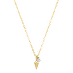 14K Gold Mini Spike with Diamond Bezel Necklace
