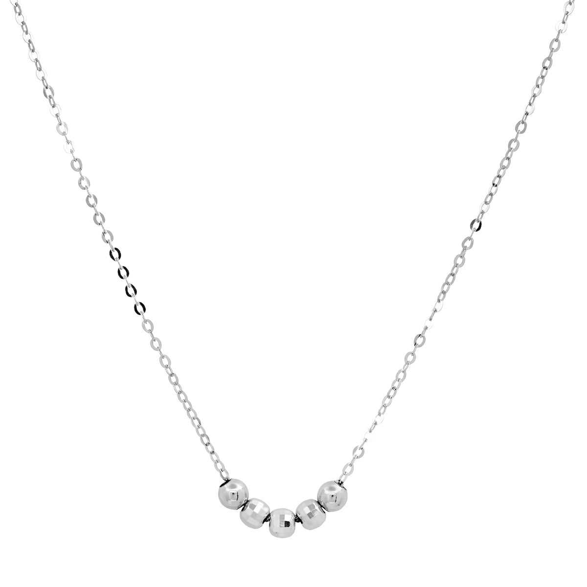 Moveable Gold 5 Bead Necklace - White Gold