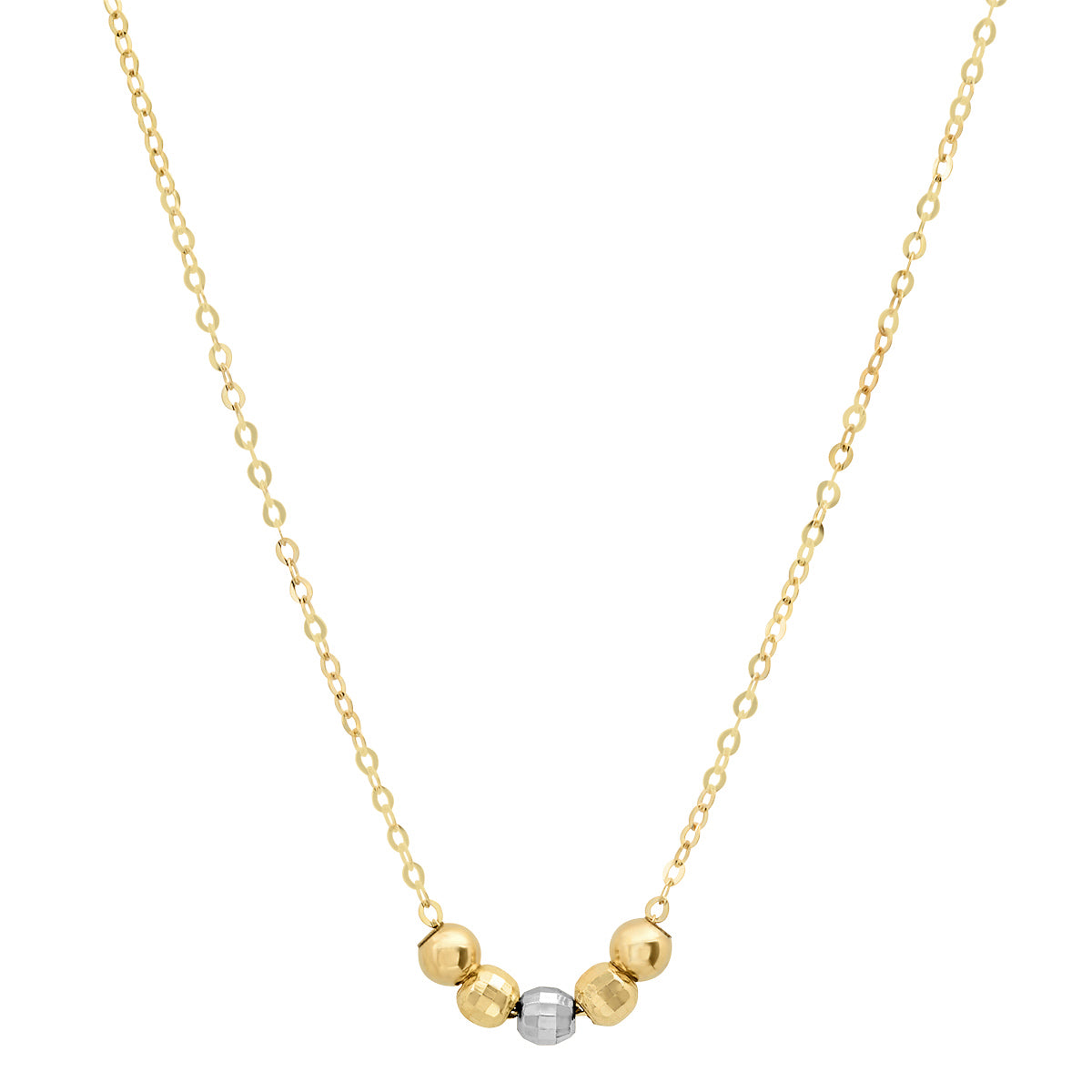 14K Yellow/White Gold 5 "Movable" Beaded Necklace