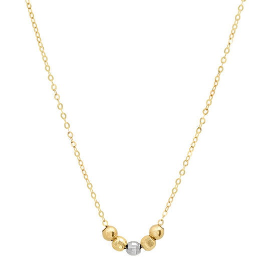 14K Yellow/White Gold 5 "Movable" Beaded Necklace